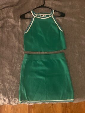 Lane 201 Green Two-Piece Tank and Skirt Set